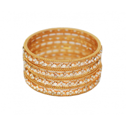 Dakkak Fashion 18K Gold Plated Cubic Crystal Stone High Finishing 4 pcs Bangles, DK09